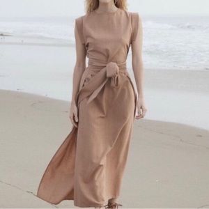 Dôen Ash Wrap Dress in Adobe. 100% Silk, made in India. Small.